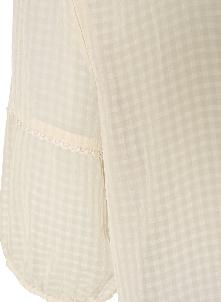 Blouse in seersucker with tie-string, Beige, Packshot image number 3