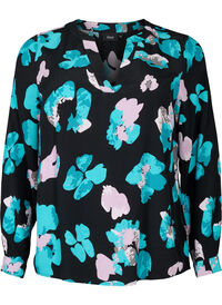 Long-sleeved viscose blouse with print