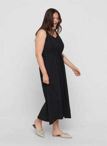 Maxi dress with smock, Black, Model image number 0