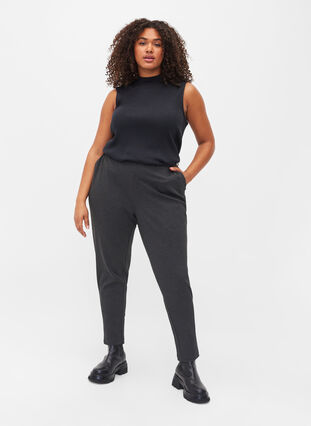 Cropped trousers with pockets, Dark Grey Melange, Model image number 0