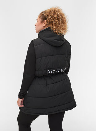 Quilted hooded vest with reflective print, Black, Model image number 1
