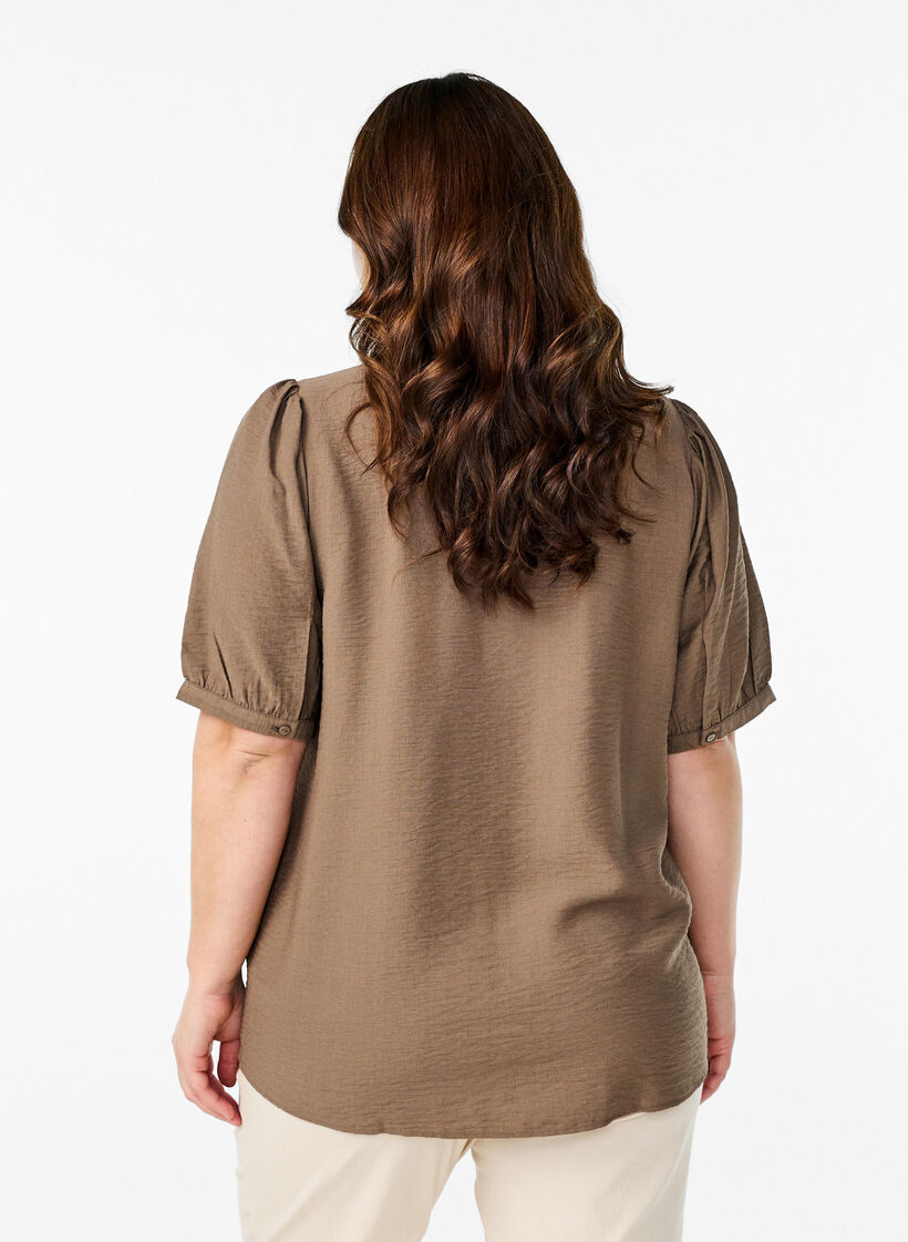 Viscose blouse with 1/2 sleeves, Brown, Model image number 2