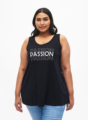 Cotton top with a-shape, Black W. Passion, Model image number 0