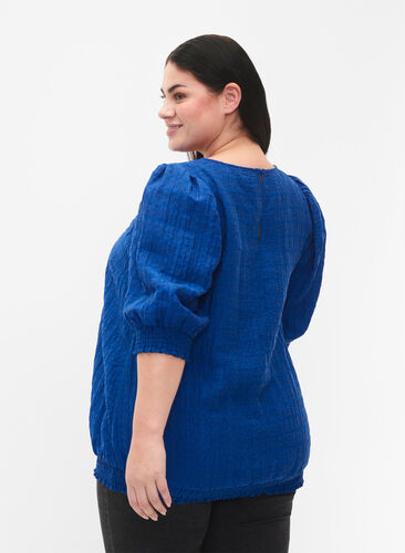 Smock blouse with lyocell (TENCEL™), Strong Blue, Model image number 1