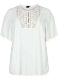 Viscose blouse with 1/2 sleeves and embroidery detail