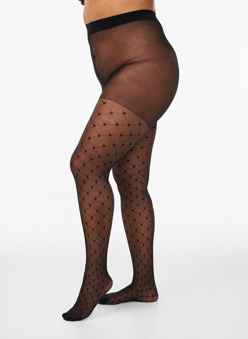 Tights in 25 denier with hearts, Black, Model image number 0