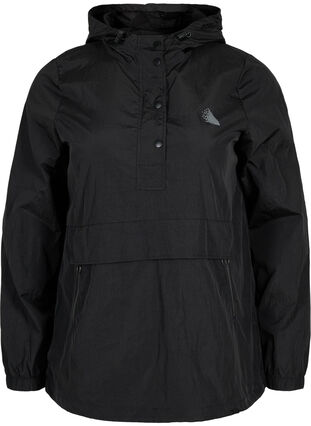 Hooded sports jacket with pockets, Black, Packshot image number 0