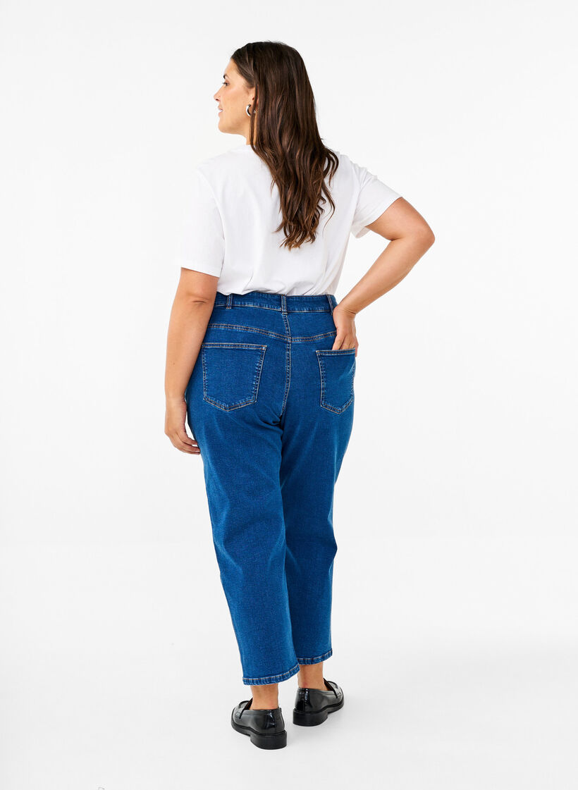 Cropped Vera jeans with straight fit, Blue Denim, Model image number 1