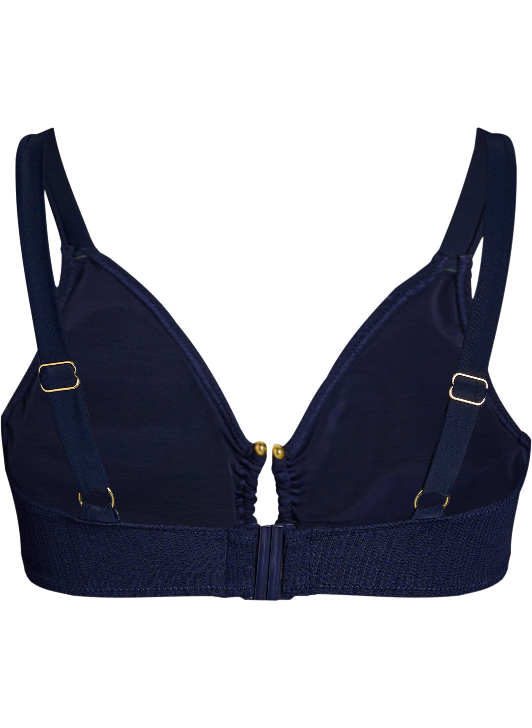 ZizzifashionTextured bikini top with gold detail, Blue, Packshot image number 1
