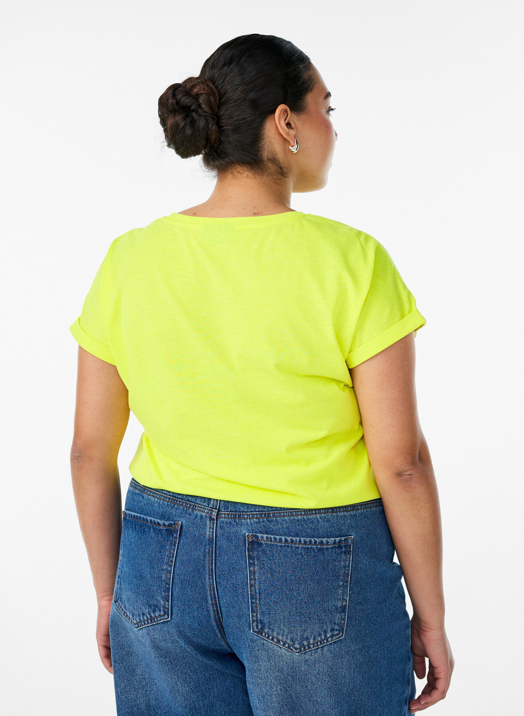 Zizzifashion Neon colored cotton t-shirt, Yellow, Model image number 2