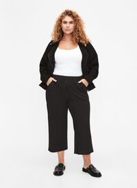 Loose trousers with 7/8 length, Black White Stirpe, Model