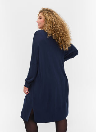 Oversized knitted dress in a viscose blend, Navy Blazer, Model image number 1