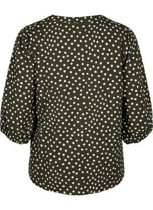 3/4 sleeve cotton Blouse with polka dots, Forest Night Dot, Packshot image number 1