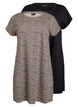 2-pack T-shirt dress with short sleeves, Brown, Packshot image number 0