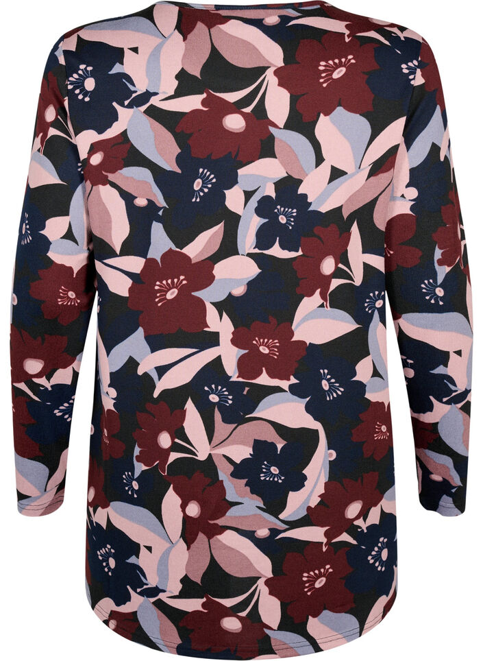 Floral Blouse with long sleeves, Black Rose Flower, Packshot image number 1