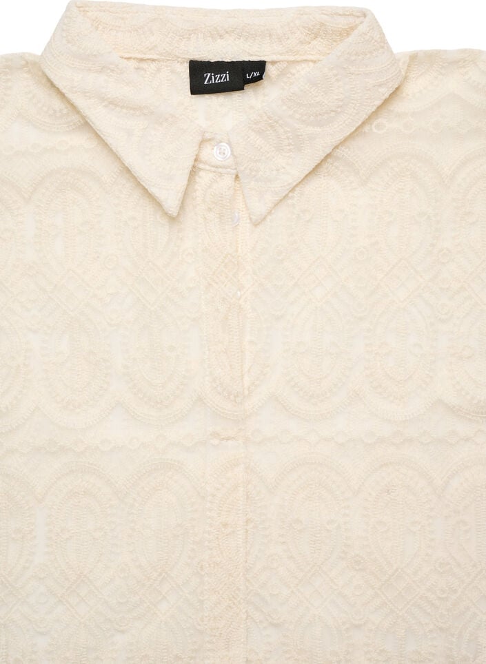 Lace collar insert with a concealed button fastening, Vanilla, Packshot image number 2