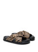 Wide fit - Sandal with criss-cross straps and ruffle edges, Brown, Packshot image number 1