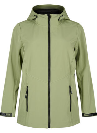 Short softshell jacket with pockets, Oil Green, Packshot image number 0