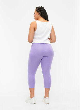 Basic 3/4-length viscose leggings, Violet Tulip, Model image number 1