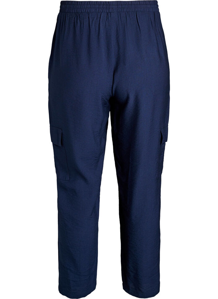 High-waisted cargo trousers, Blue, Packshot image number 1