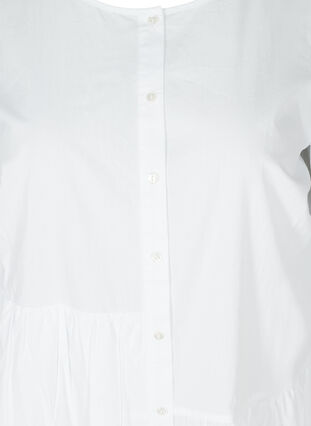 Cotton shirt dress with puff sleeves, Bright White, Packshot image number 2