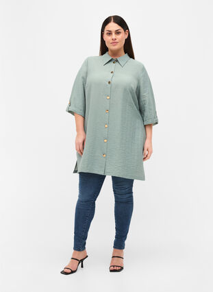 Long shirt with 3/4 sleeves, Thyme, Model image number 2