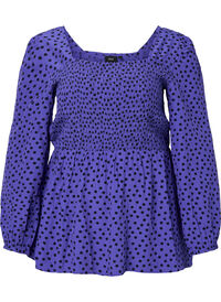 Dotted viscose blouse with smock