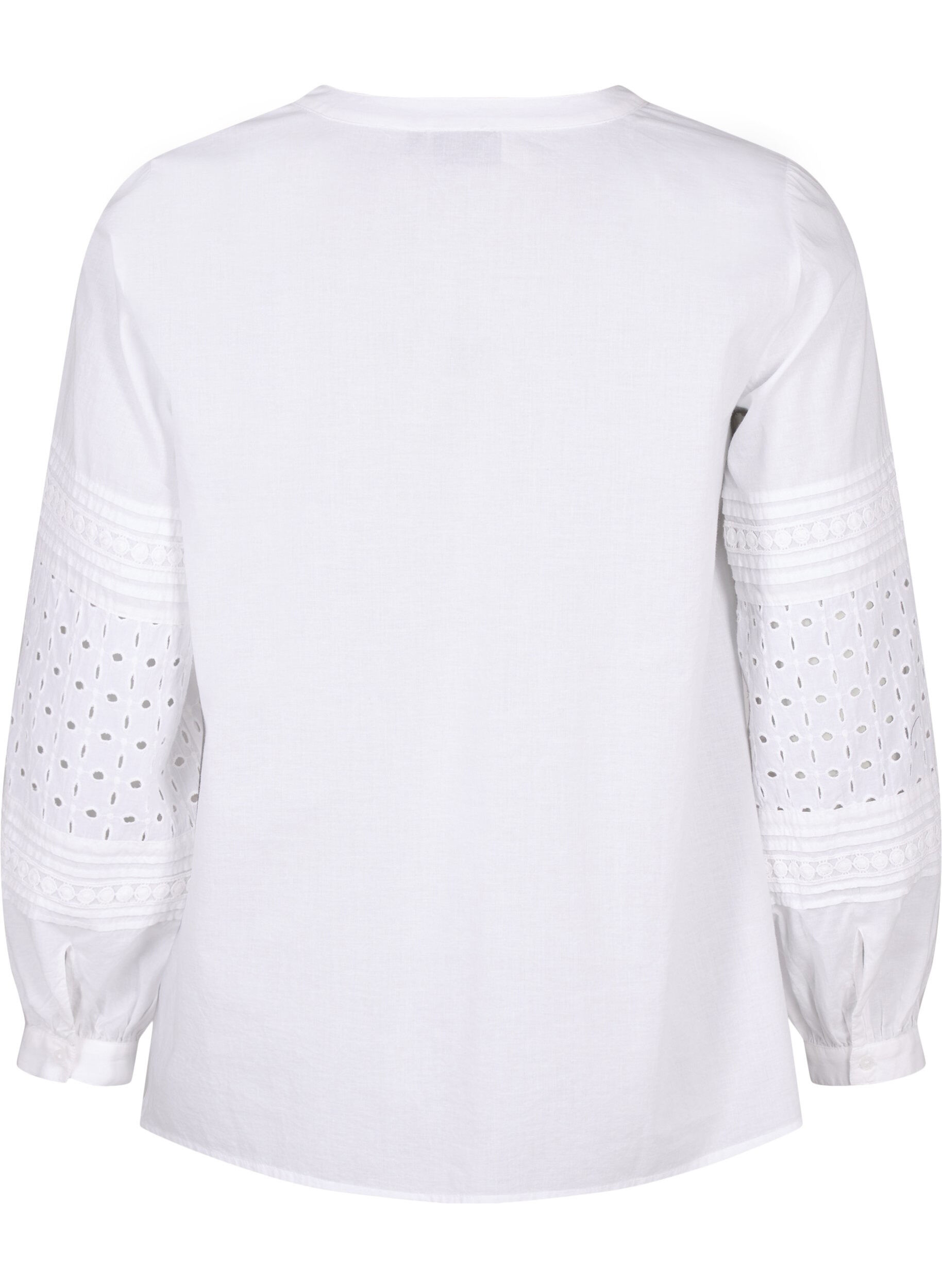 Zizzifashion Long sleeve blouse with decorative details, Bright White, Packshot image number 1