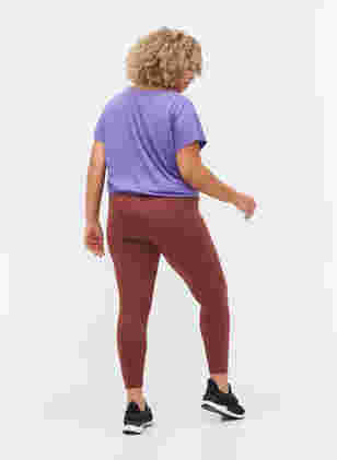 Solid-coloured gym leggings, Sable, Model