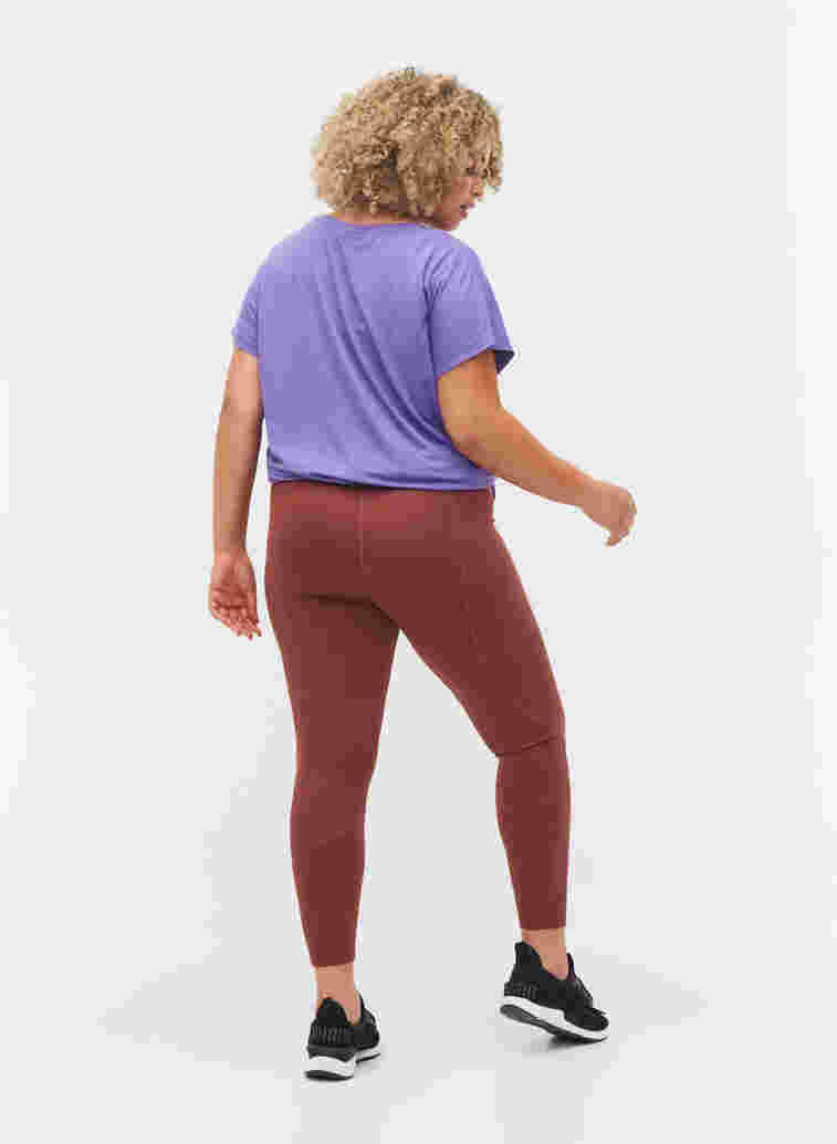 Solid-coloured gym leggings, Sable, Model image number 1