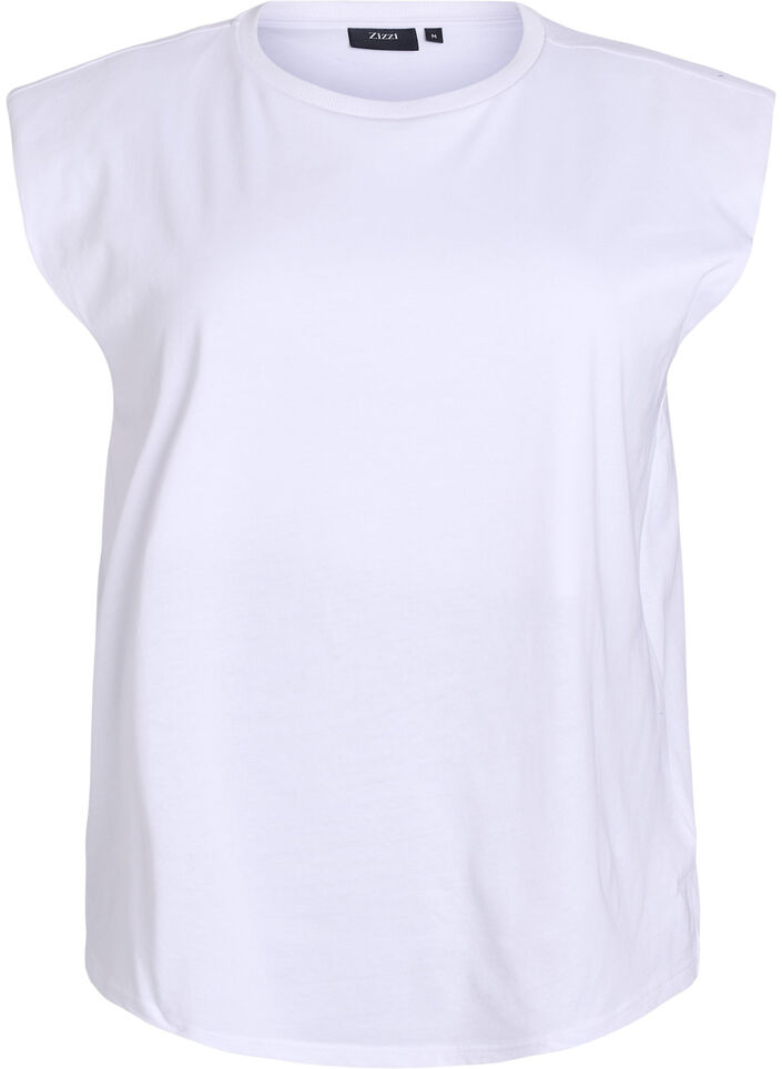 Sleeveless jersey blouse with shoulder pads, White, Packshot image number 0