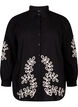 Loose cotton shirt with embroidery, Black, Packshot image number 0