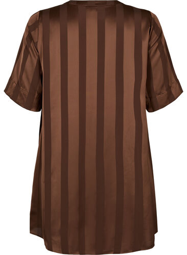 A-line dress with stripes and 1/2 sleeves, Chestnut, Packshot image number 1