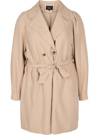 Trench coat with belt and pockets