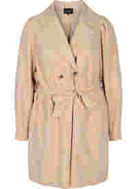 Trench coat with belt and pockets