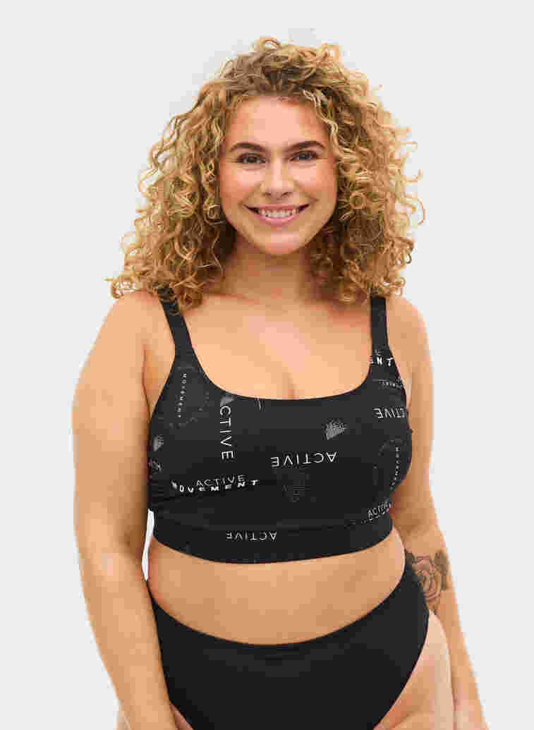 Printed bikini top, Logo Print, Model