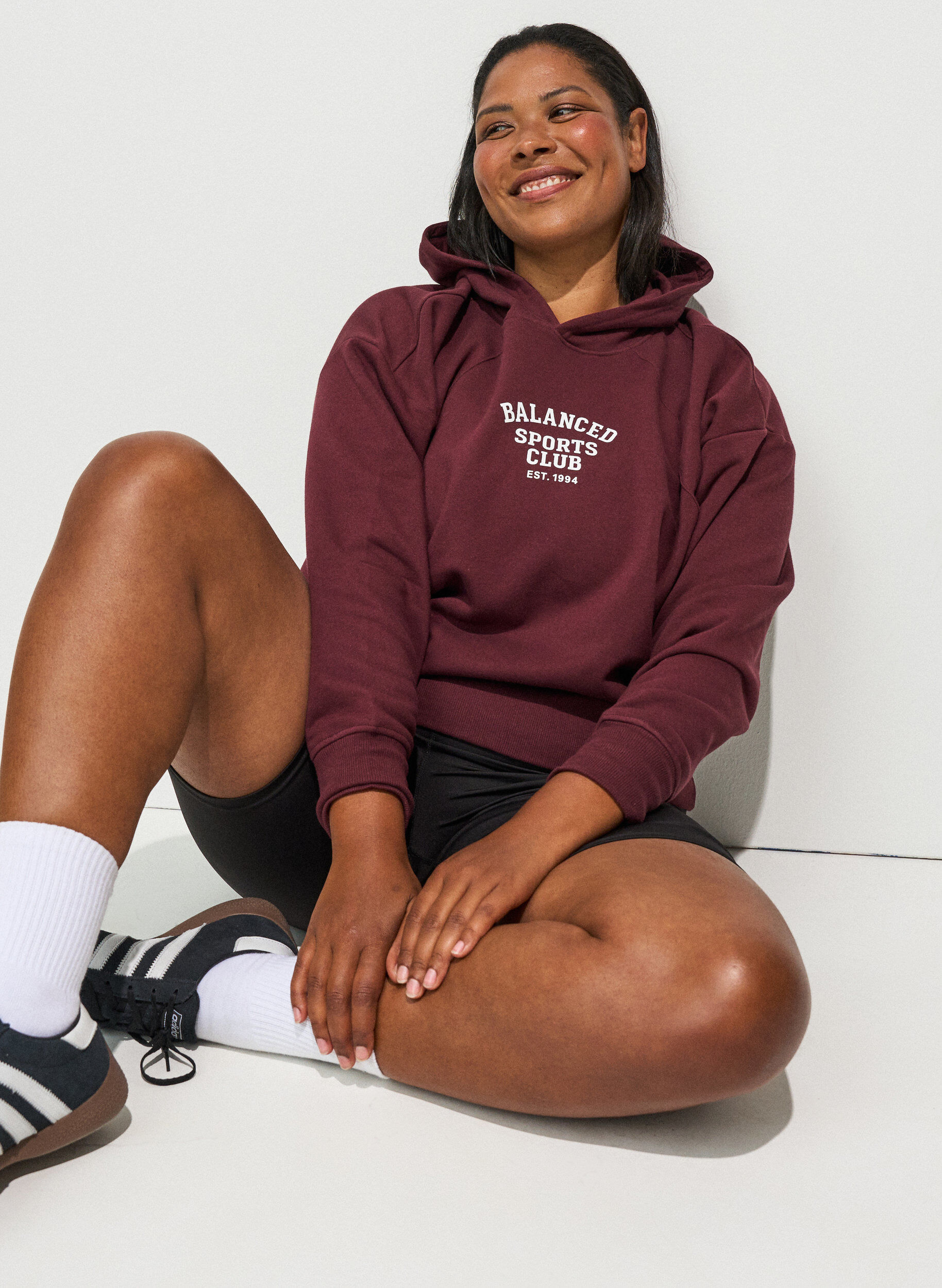 Hoodie with chest print, Red, Model
