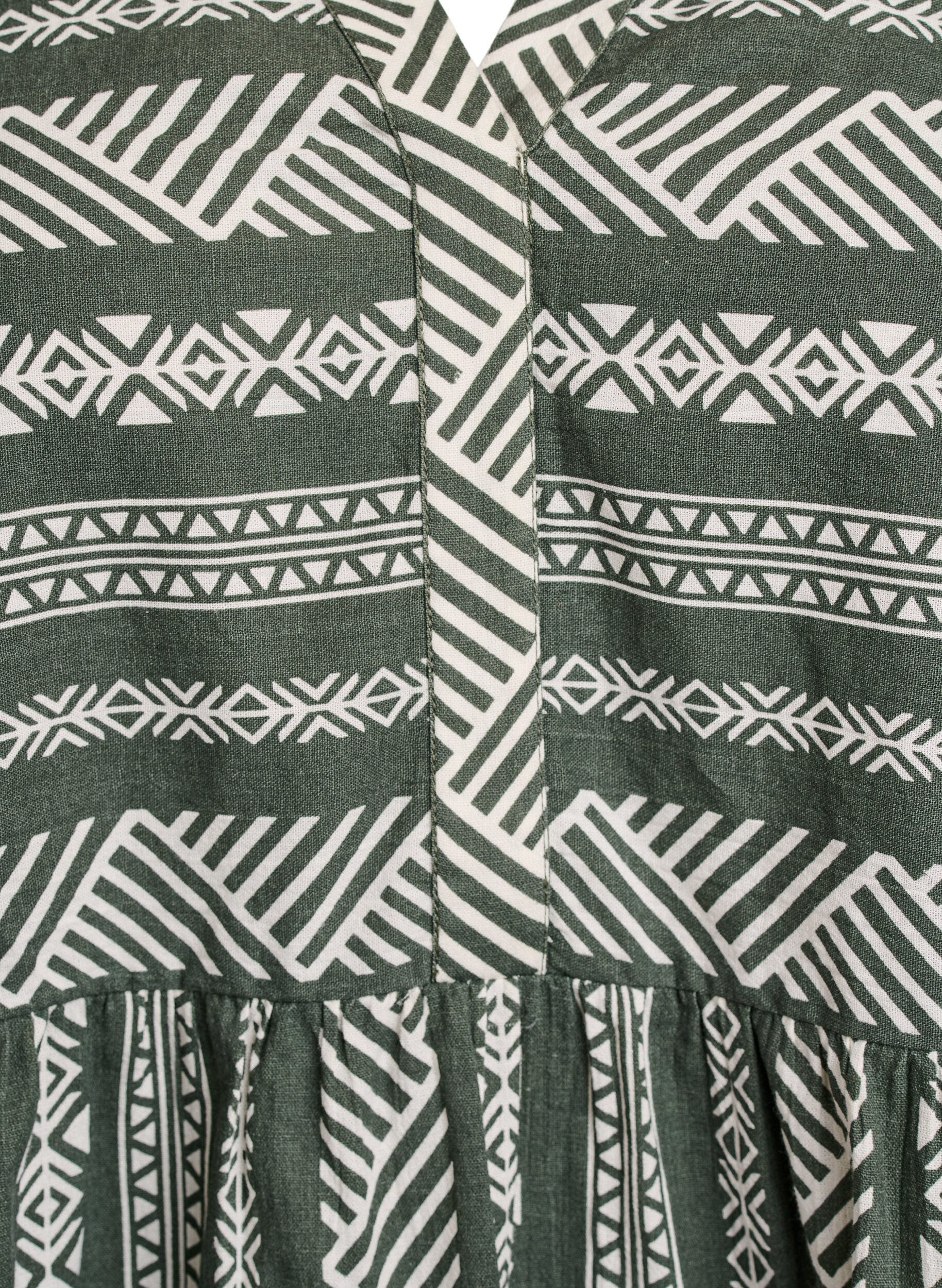 Zizzifashion Short dress with graphic print and 3/4 sleeves, Green, Packshot image number 2