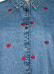 Loose denim shirt with embroidered lips, Light Blue Kiss, Packshot image number 2