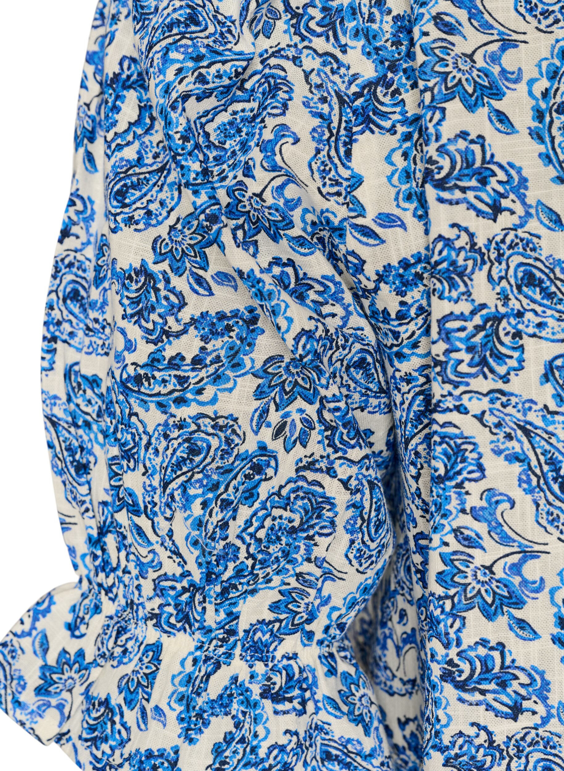 ZizzifashionCotton blouse with a square neckline, Blue, Packshot image number 3