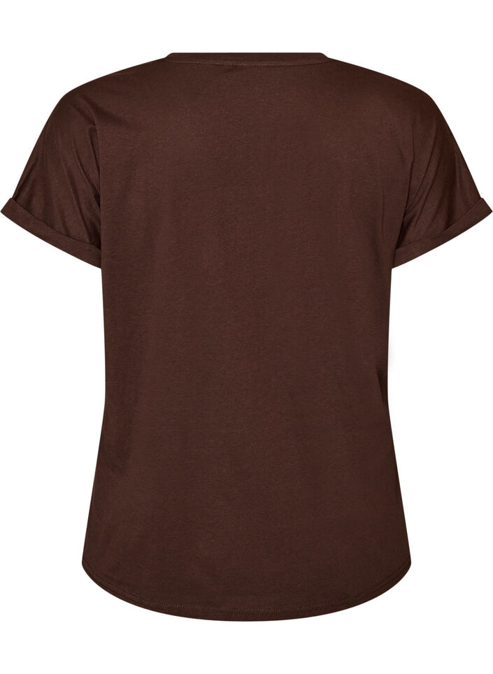 Cotton T-shirt with floral print, Brown, Packshot image number 1