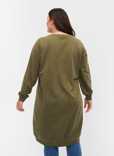 Sweater dress with long sleeves, Ivy Green Melange, Model image number 1