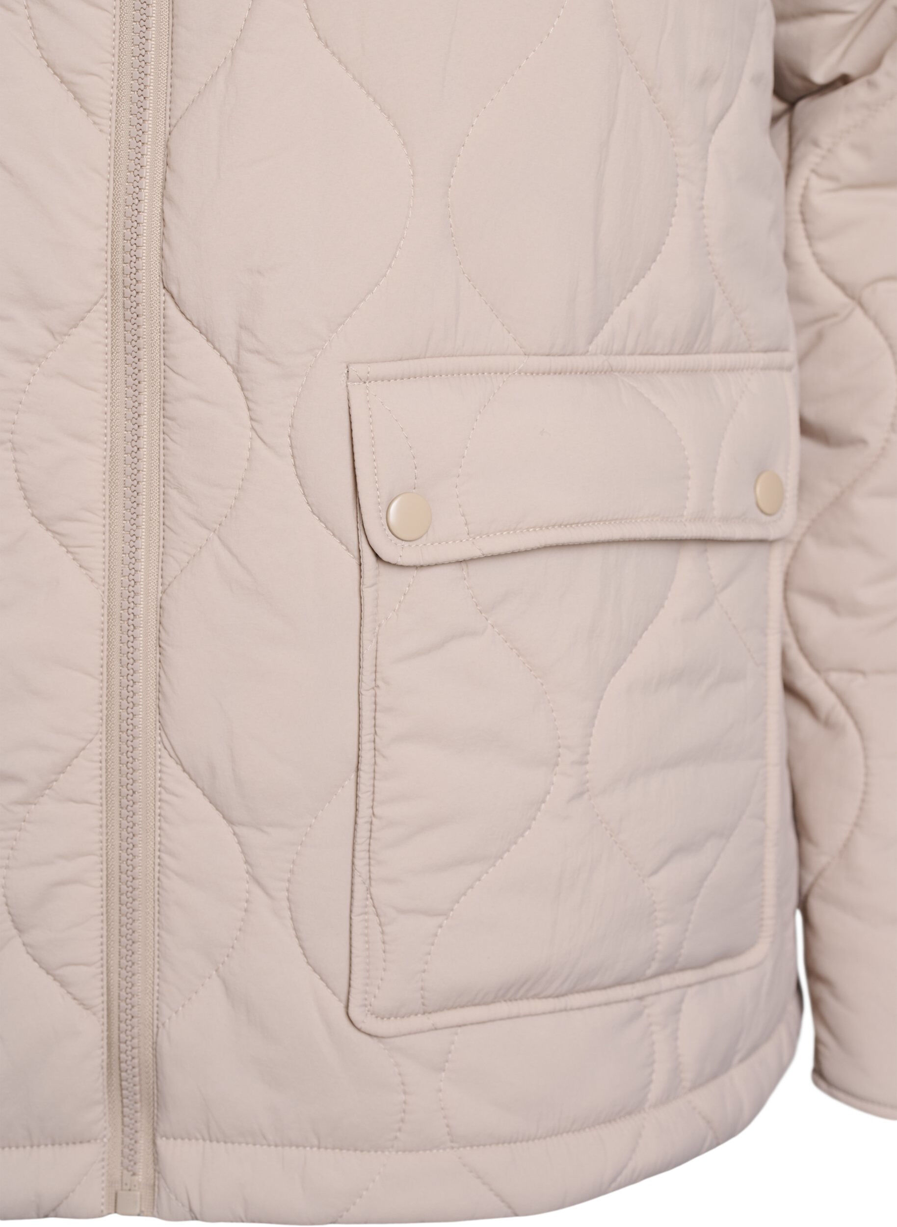 Zizzifashion Quilted jacket with a hood and pockets, Beige, Packshot image number 3