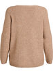 Knitted blouse with V-neck and raglan sleeves, Brown, Packshot image number 1
