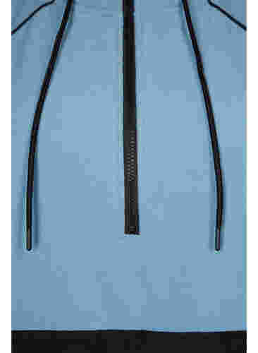 Long fleece anorak with zip, Smoke Blue w. Black, Packshot image number 3
