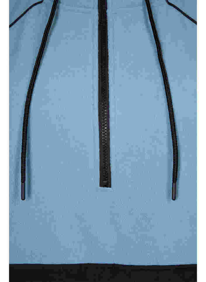 Long fleece anorak with zip, Smoke Blue w. Black, Packshot image number 3