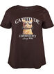 Cotton T-shirt with cat print and round neck, Brown, Packshot image number 0
