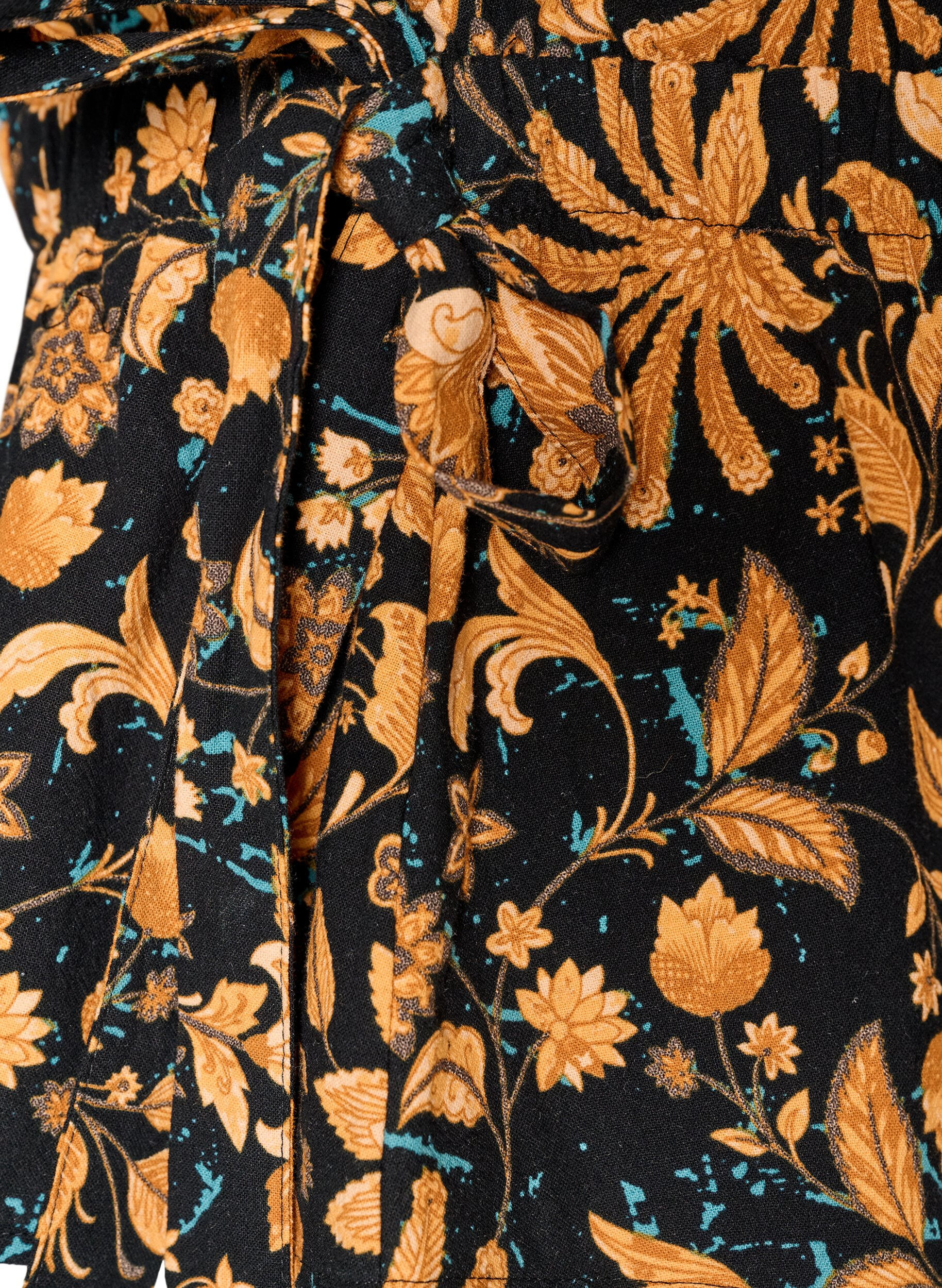 ZizzifashionFloral cotton blouse with tie-fastening, Orange, Packshot image number 3