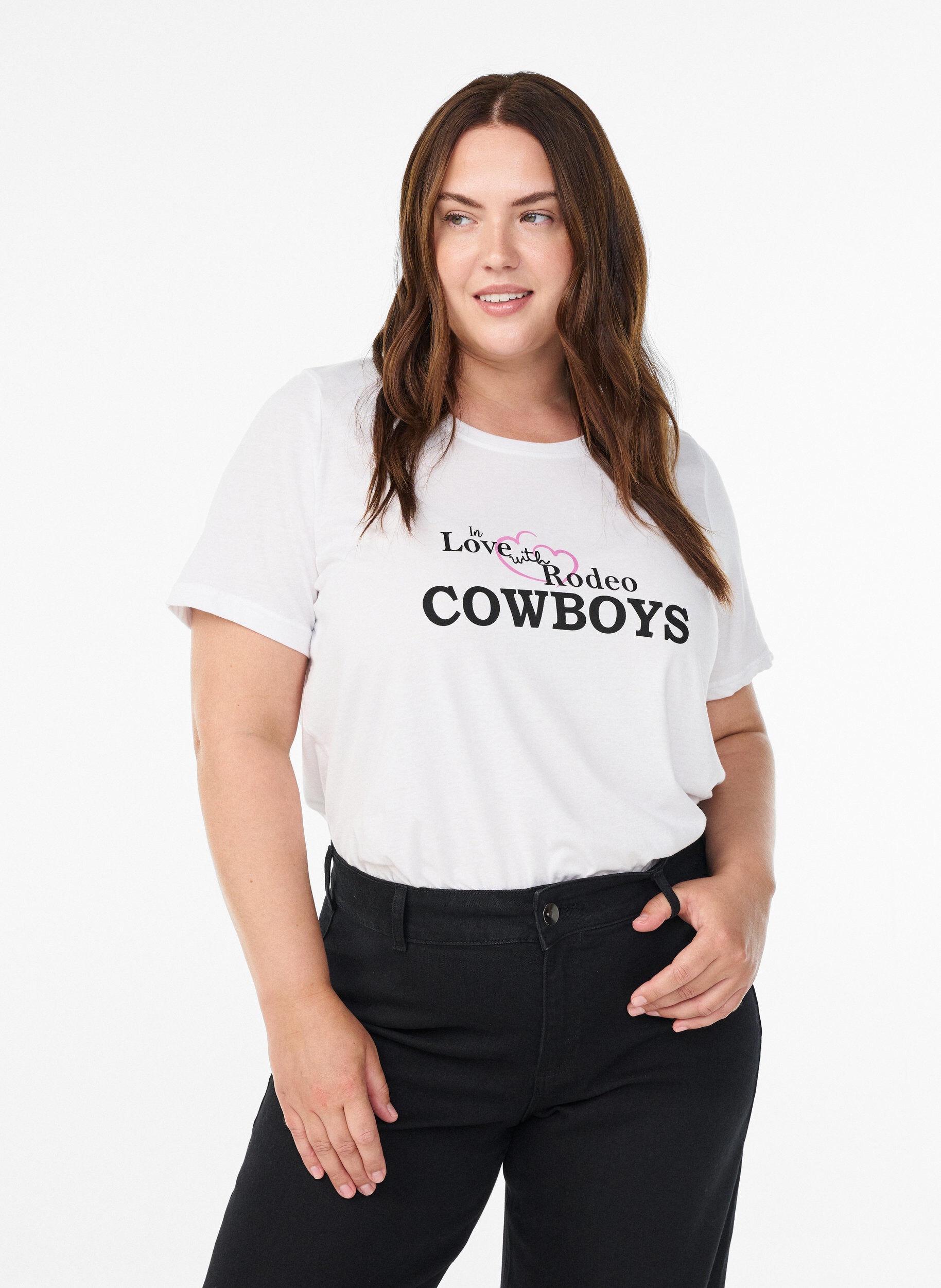 T-shirt with motif, White, Model