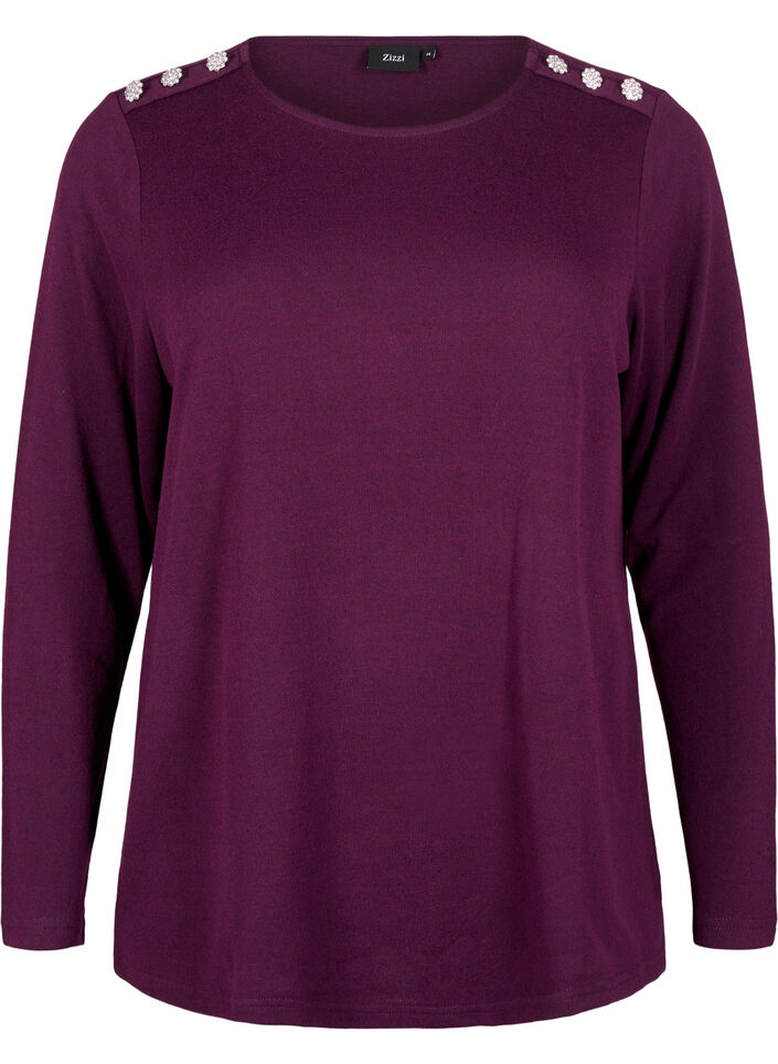 Blouse with decorative buttons, Purple, Packshot image number 0